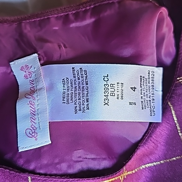 Bonnie Jean Girls Size 4 Burgundy, Gold Nutcracker Themed Holiday Dress Used - Picture 9 of 12